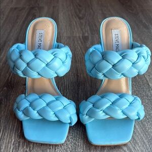 Steve Madden Blue Braided Heels Square Toe